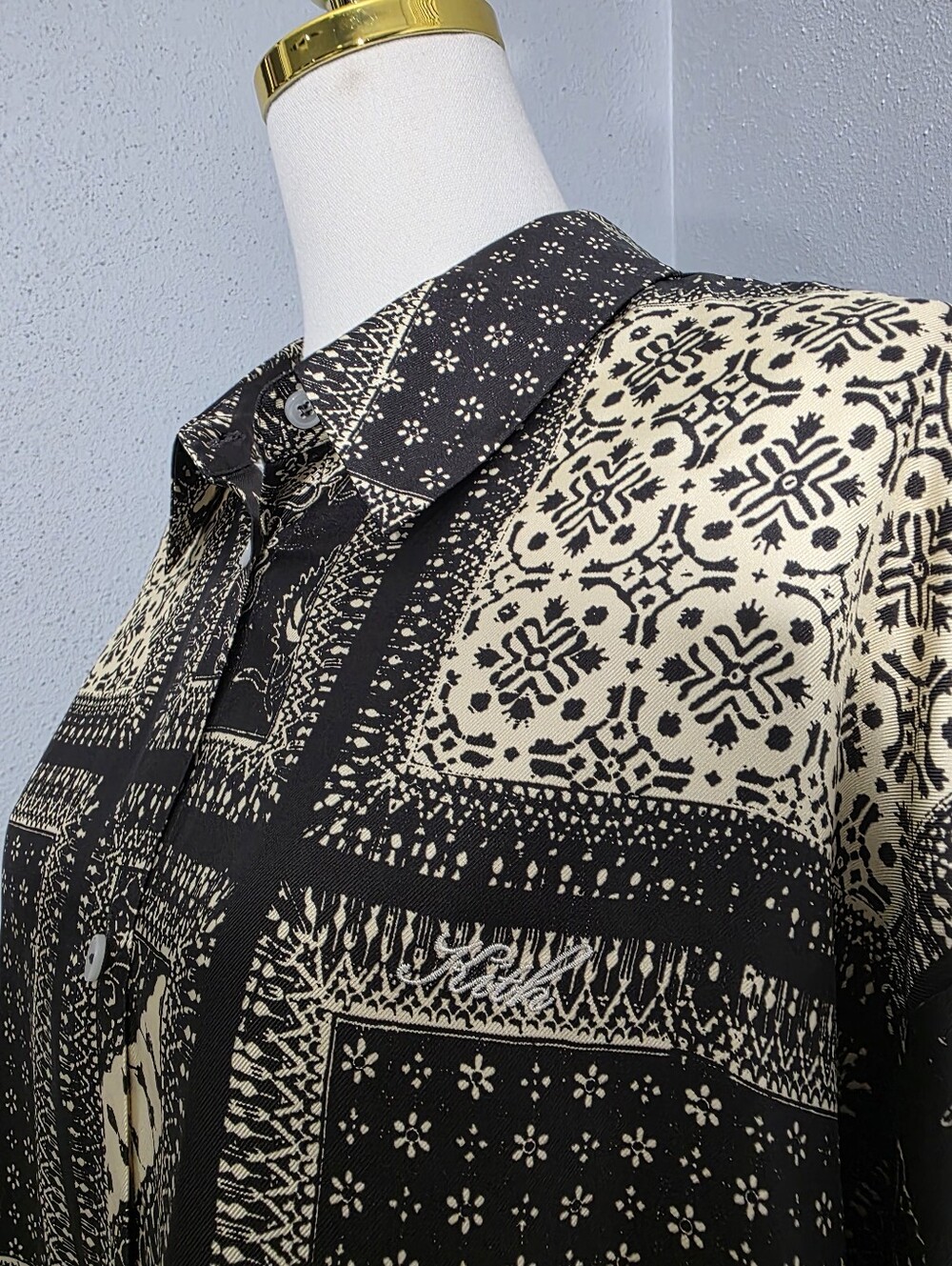 KITH Unisex 100% Silk Bandana Print Oversized Button Down Shirt L - Picture 5 of 16